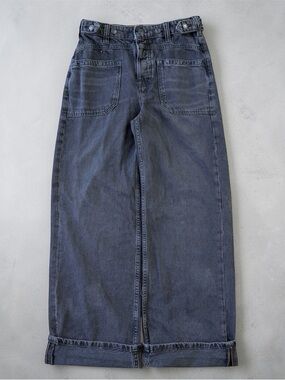 We The Free By Free People Palmer Cuffed Jeans Size 26 Black Fade Wash Wide Leg